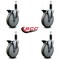 Service Caster 6'' Gray Poly Swivel 1-1/8'' Expanding Stem Caster Set with Brake, 4PK SCC-EX20S614-PPUB-PLB-118-4 - alternate 4